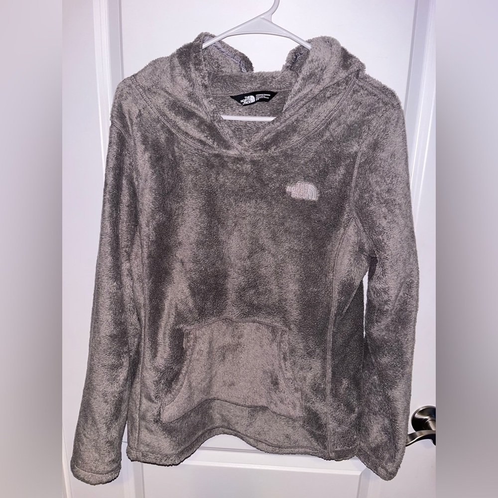 The North Face Gray Fuzzy Hoodie with pocket